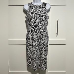 Adrianna Papell Size 4 Sleeveless Pencil Navy Blue White Geometric Dress